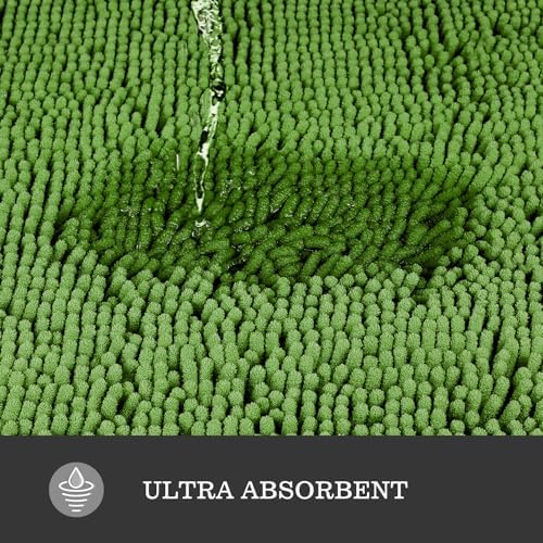 Yeaban Chenille Forest Green Bathroom Runner Rug 17"x47" - Image 4