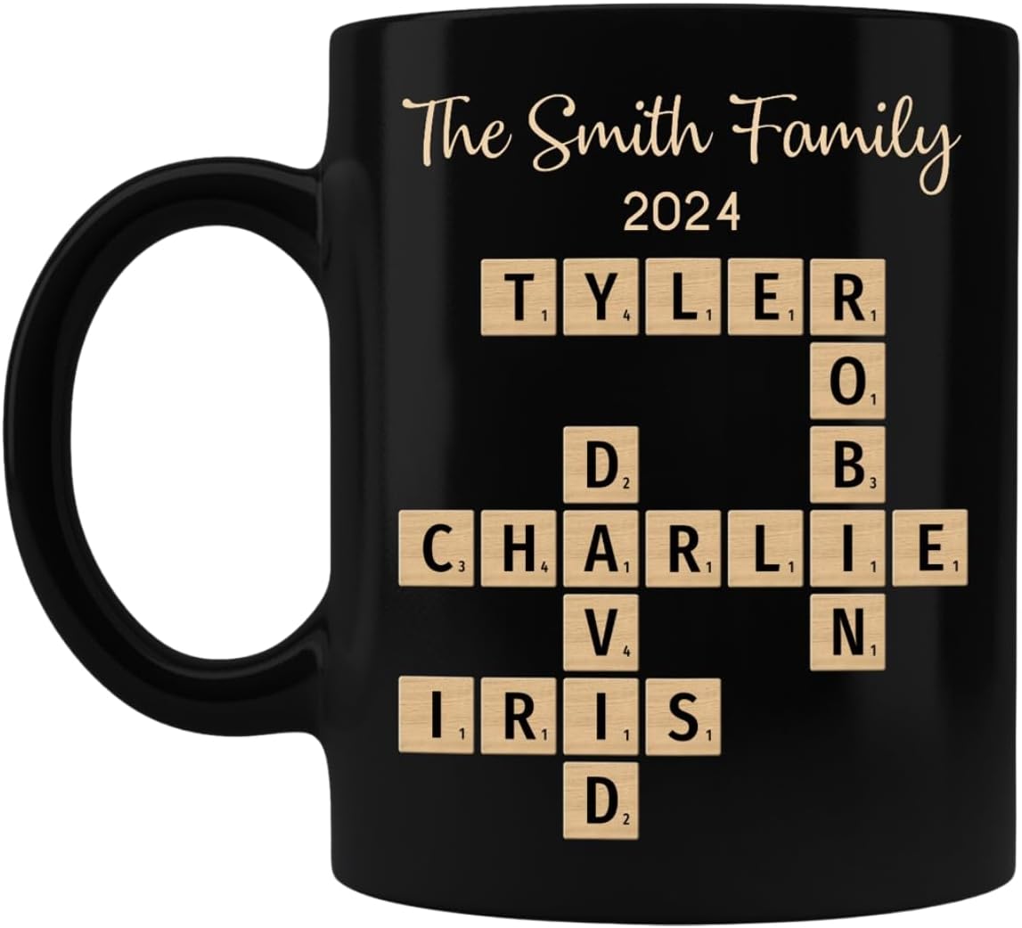 Trending Custom Family Forever Linked Together Crossword Puzzle Art Personalized Mug, Gift For Brothers, Sisters, Siblings, Family Member on Birthday Christmas