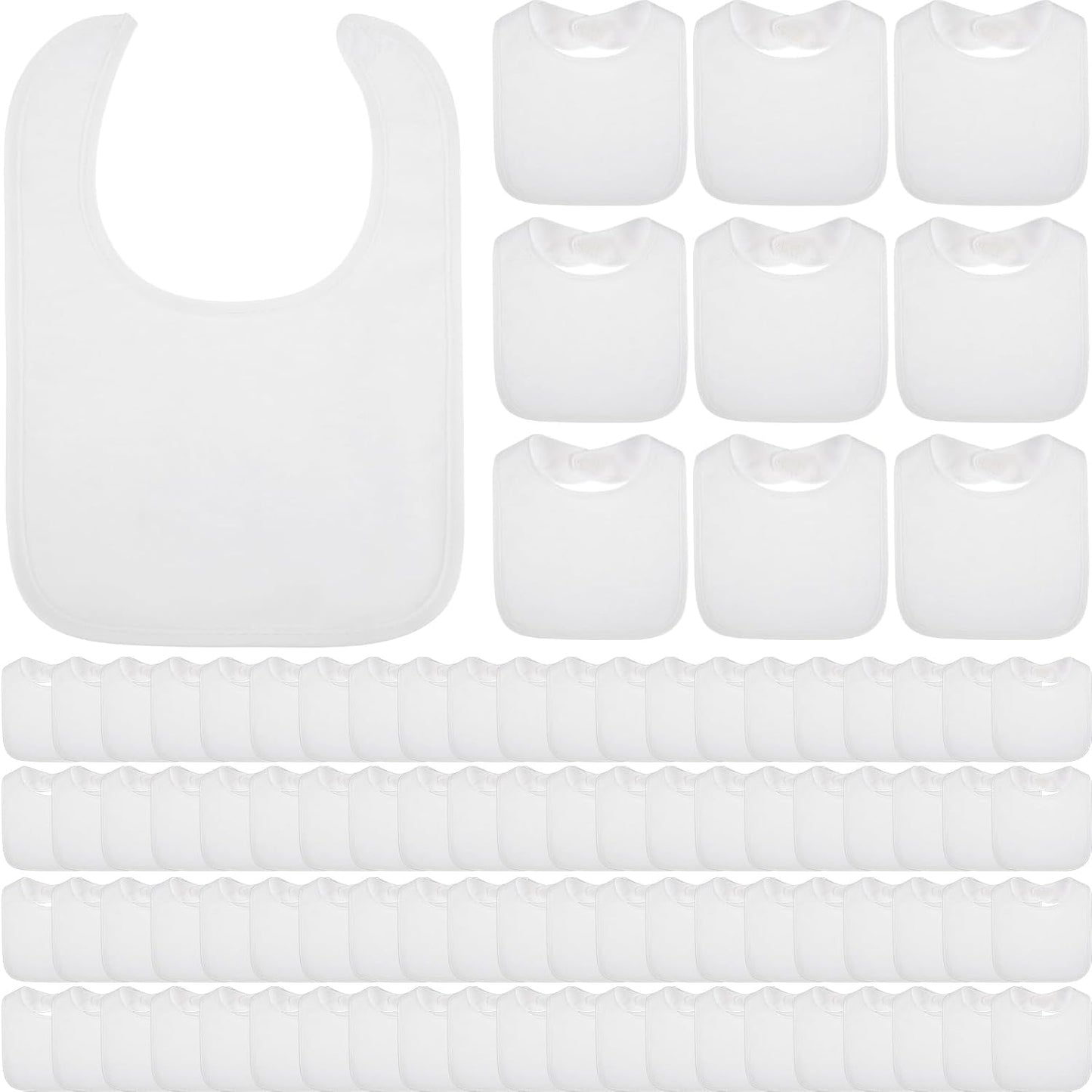 Toulite 30 Pcs White Bibs for Baby Washable Reusable Waterproof Cotton Feeder Bibs with Double Sided Design