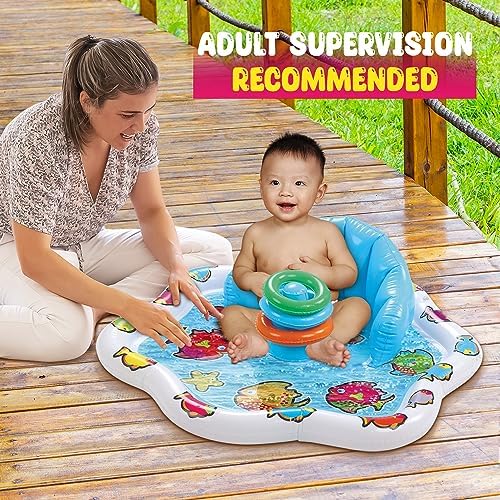 Baby Splash Pad with Inflatable Backrest and Stackable Ring Toys – Sensory - Image 5