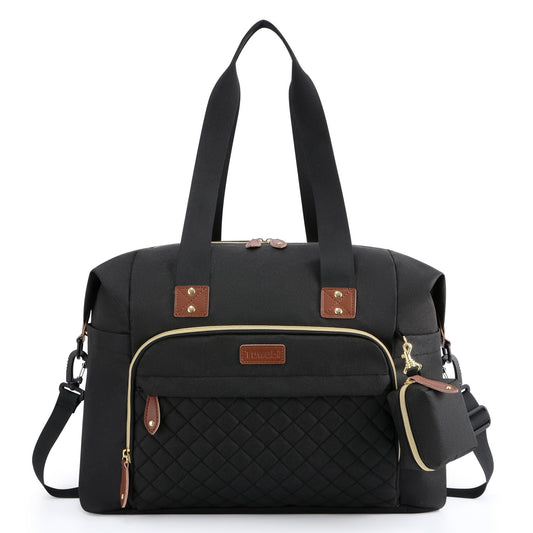 Tuwubi Diaper Bag Tote,Baby Diaper Bag with Pacifier Case Large Travel Diaper Tote Caddy for Mom and Dad Multifunction Large Baby Bag - Black