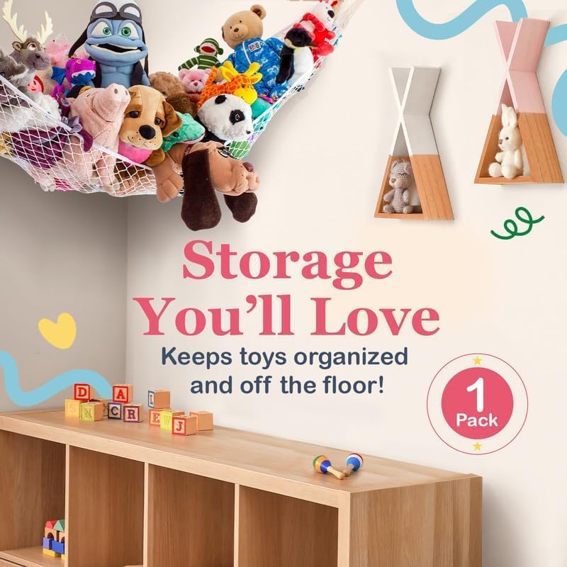 Large Stuffed Animal Storage Hammock 1 Pack | Holds 12 lbs | Corner Stuffed - Image 2