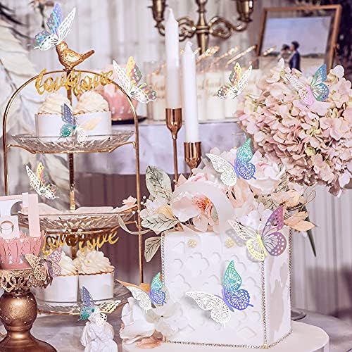 SAOROPEB 3D Butterfly Wall Decor 48 Pcs Laser Butterfly Birthday Decoration - Image 3