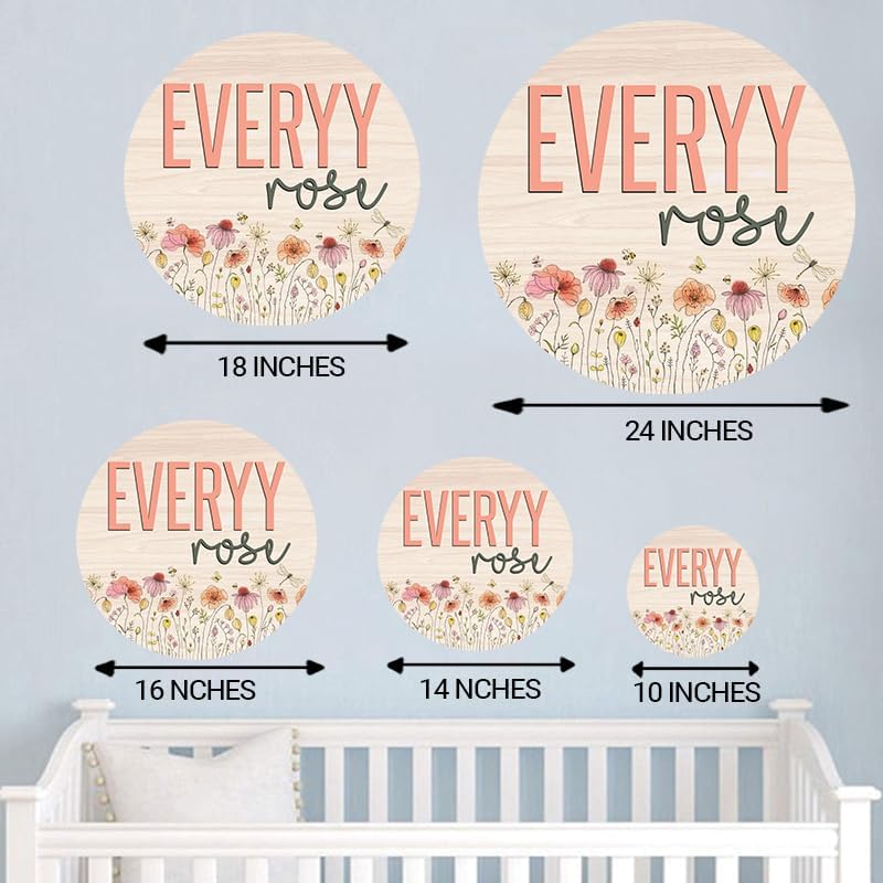 Personalized Wooden Round 3D Nursery Name Sign Boho Floral Pattern, Baby Name - Image 5