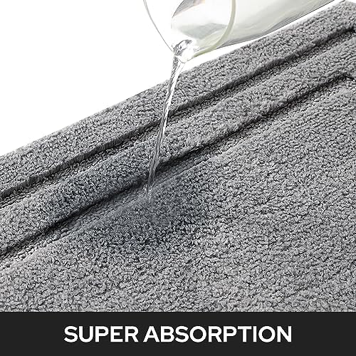 HOMEIDEAS Bathroom Rugs Sets 2 Piece, Super Soft Non Slip Bath Mat Grey - Image 4