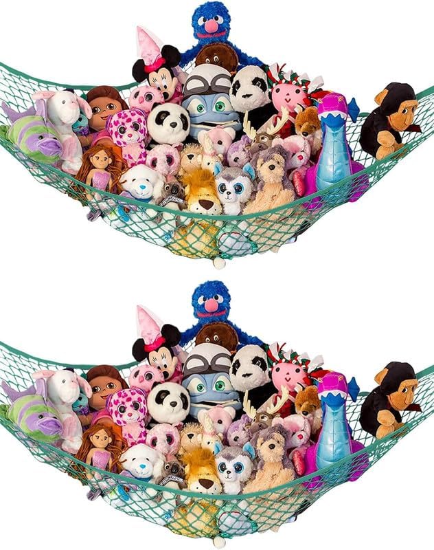 Extra Large Stuffed Animal Storage Hammock 2 Pack | Holds 12 lbs | Corner by LillysLove