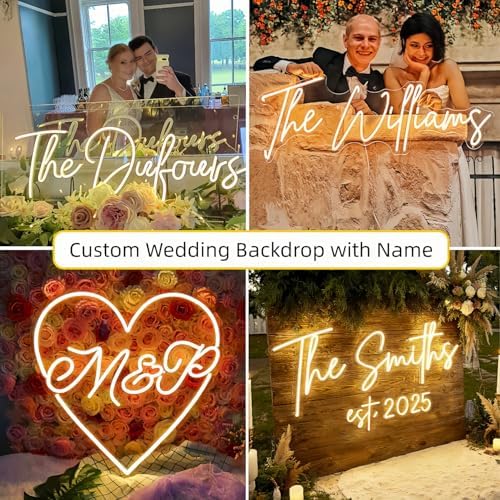 CIONAOR Custom Neon Sign, LED Wedding Backdrop Name Sign Customizable - Image 6