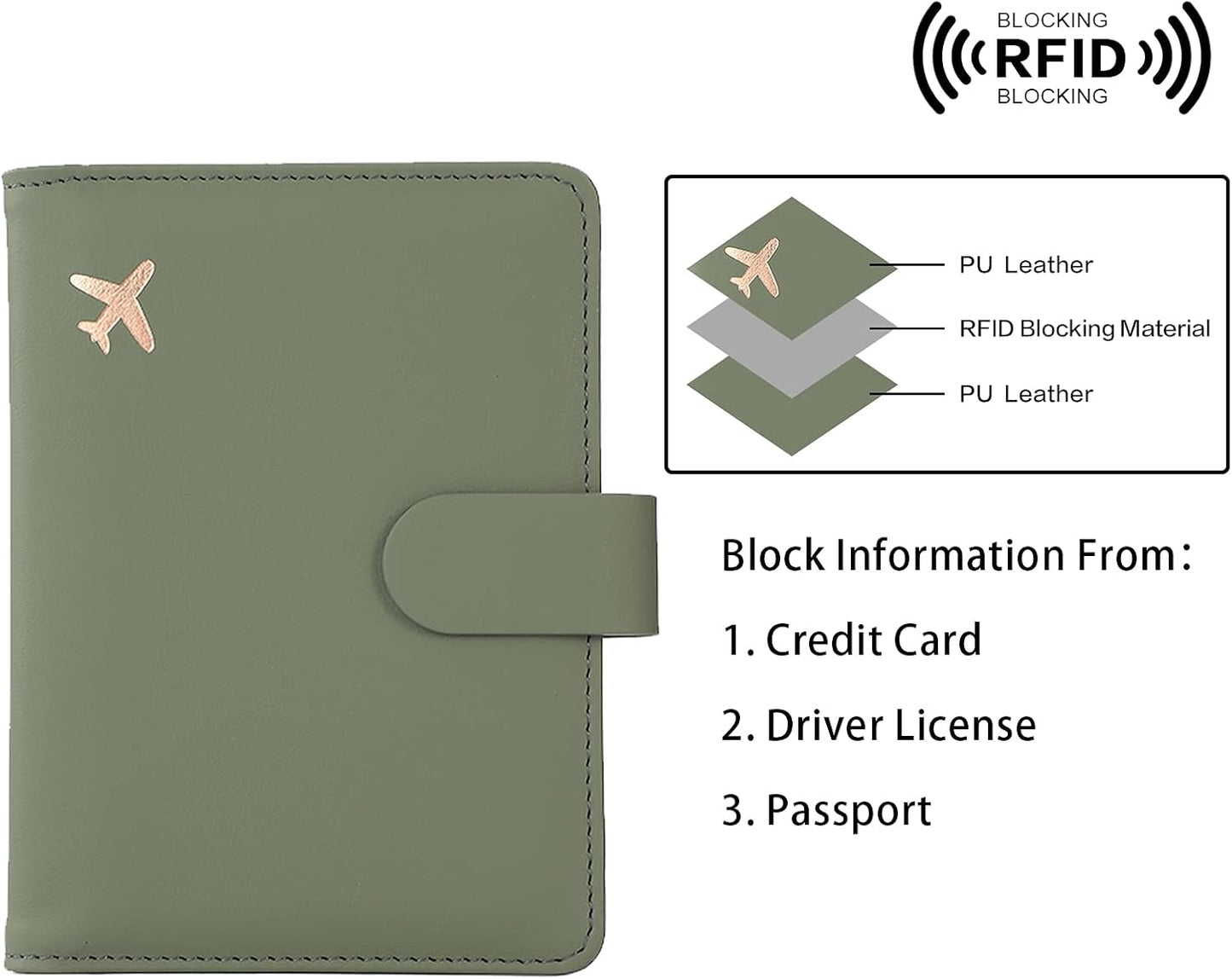 Melsbrinna Rfid Passport Holder for Travel women/Men, Cute Passport Wallet Rfid Blocking Card Slots, Rfid Passport Cover/CaseTravel Wallet, Passport Book Holder (1, Green)