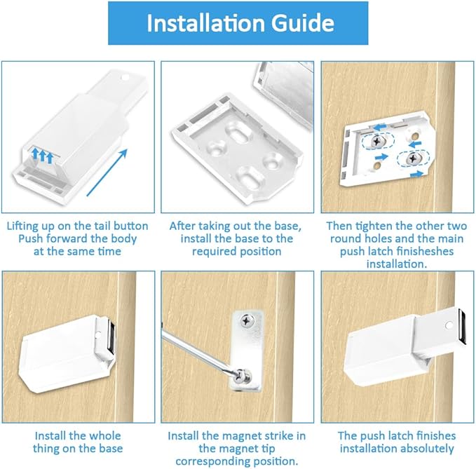 Heavy Duty Push to Open Door Latch,20 Pack White Magnetic Push Latches, Hidden Push Touch Latch Hardware for Push to Open Cabinet,Magnetic Door Catch for Cabinet Drawer Wardrobe Kitchen Door