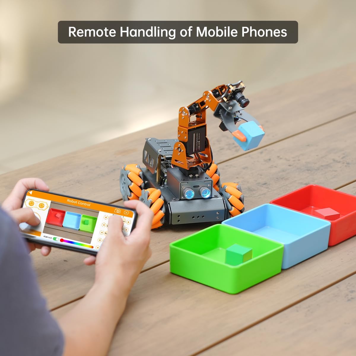 MasterPi Robotic Arm Car for Raspberry Pi 5 Open Source Programming AI Vision 5DOF/Axis Robotics Smart Car Kits for Teen Adult Educational Building Robot (Raspberry Pi Not Included)