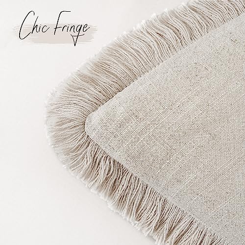 Foindtower Decorative Linen Fringe Lumbar Throw Pillow Covers Cozy Boho - Image 3