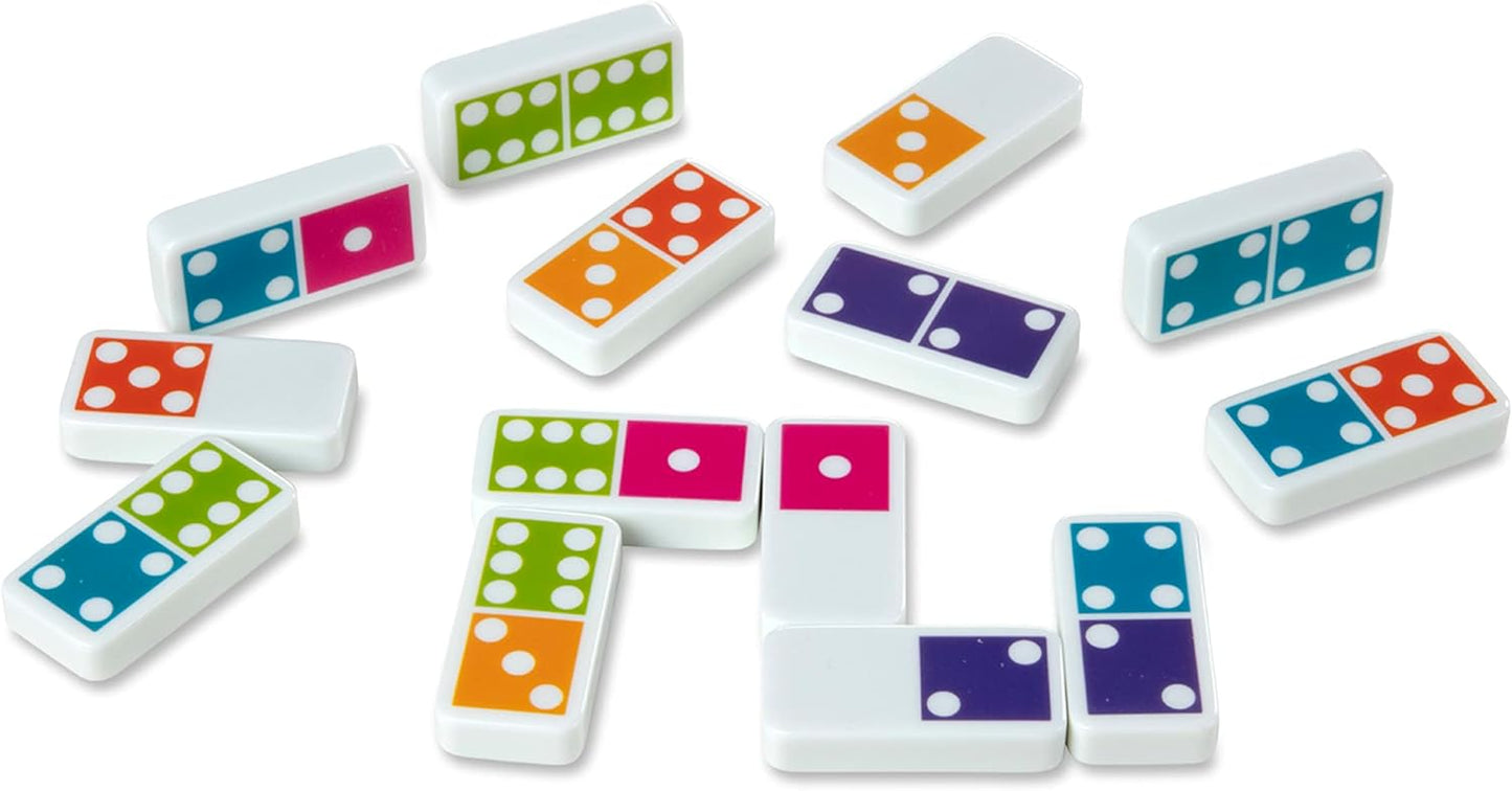 Melissa & Doug Dominoes Tabletop Game with 28 Colorful Tiles in Wooden Storage Box