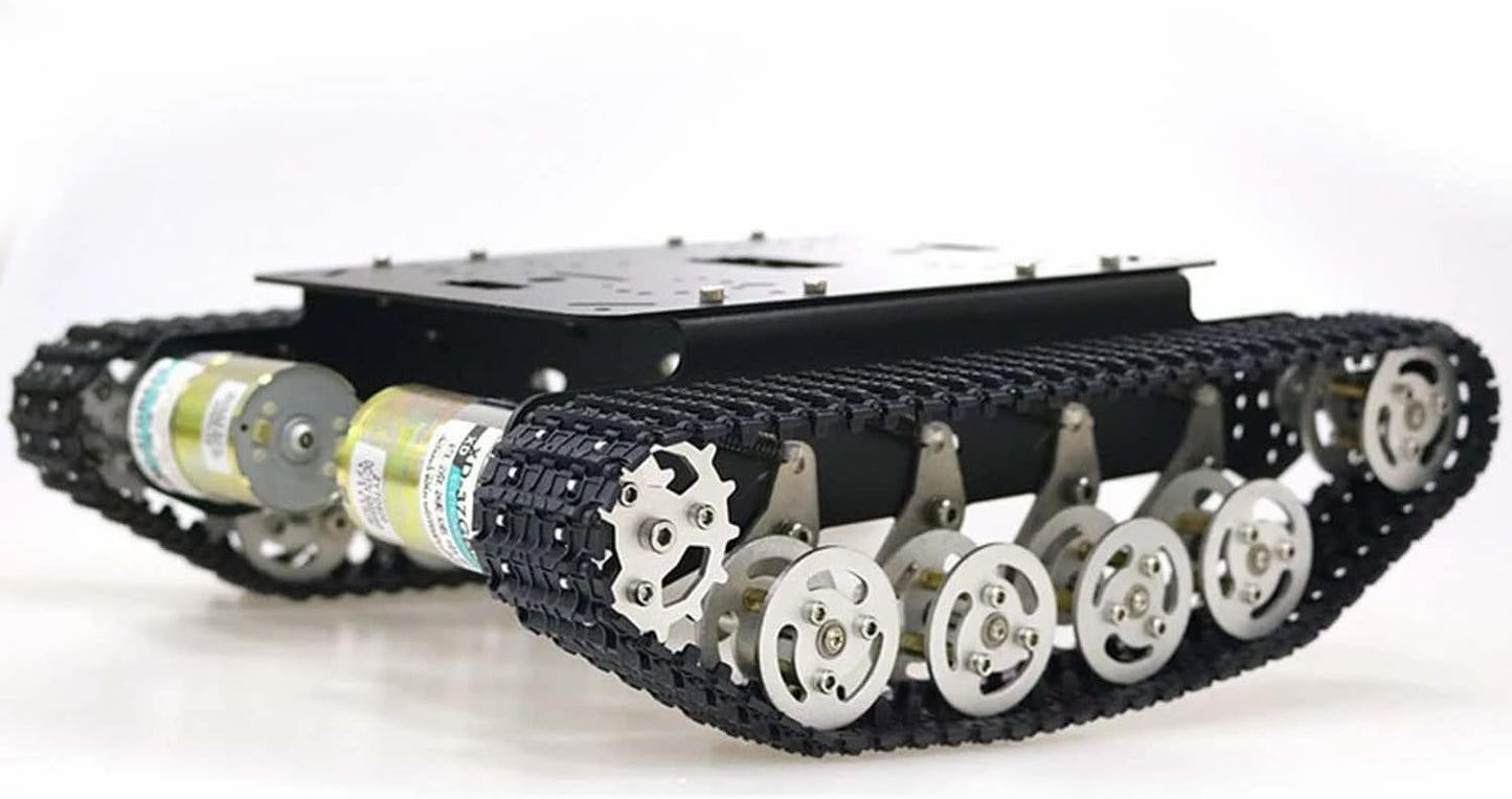 Professional Smart Shock Absorbing Robot Tank Car Chassis Kit with 2pcs DC Motors, Remote Control STEAM Robotic Platform Model for Obstacle Avoidance for Arduino Raspberry Pi DIY STM32 Microbit Python