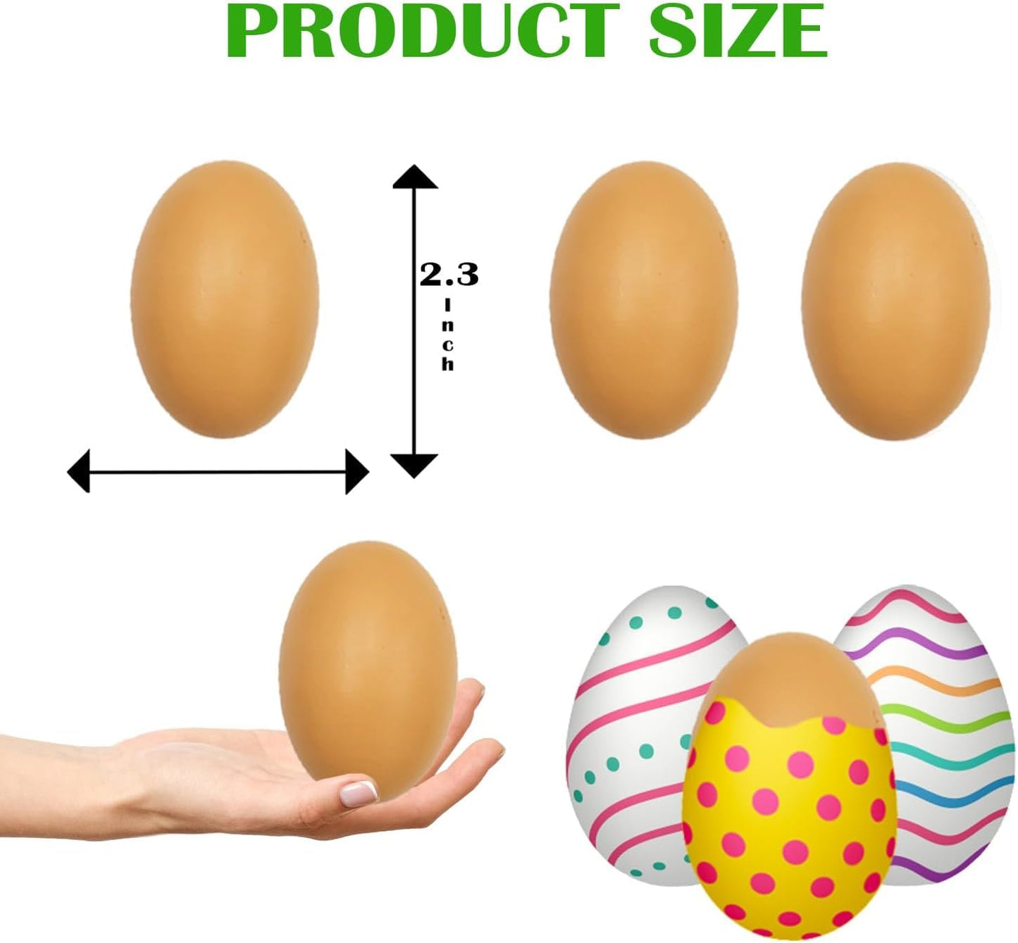 Wooden Fake Eggs, Life Size Brown Eggs, Perfect for Easter Crafts, Décor and Egg Hunts, 2.3" Inches (144-Pack)