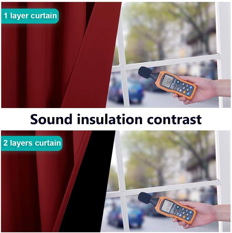 NICETOWN 100% Blackout Blinds, Set of 2, 46" x 45", Burgundy Red, Laundry Room Decor Window Treatment Curtains for Large Patio Sliding Door, Thermal Insulated Curtains for Bedroom
