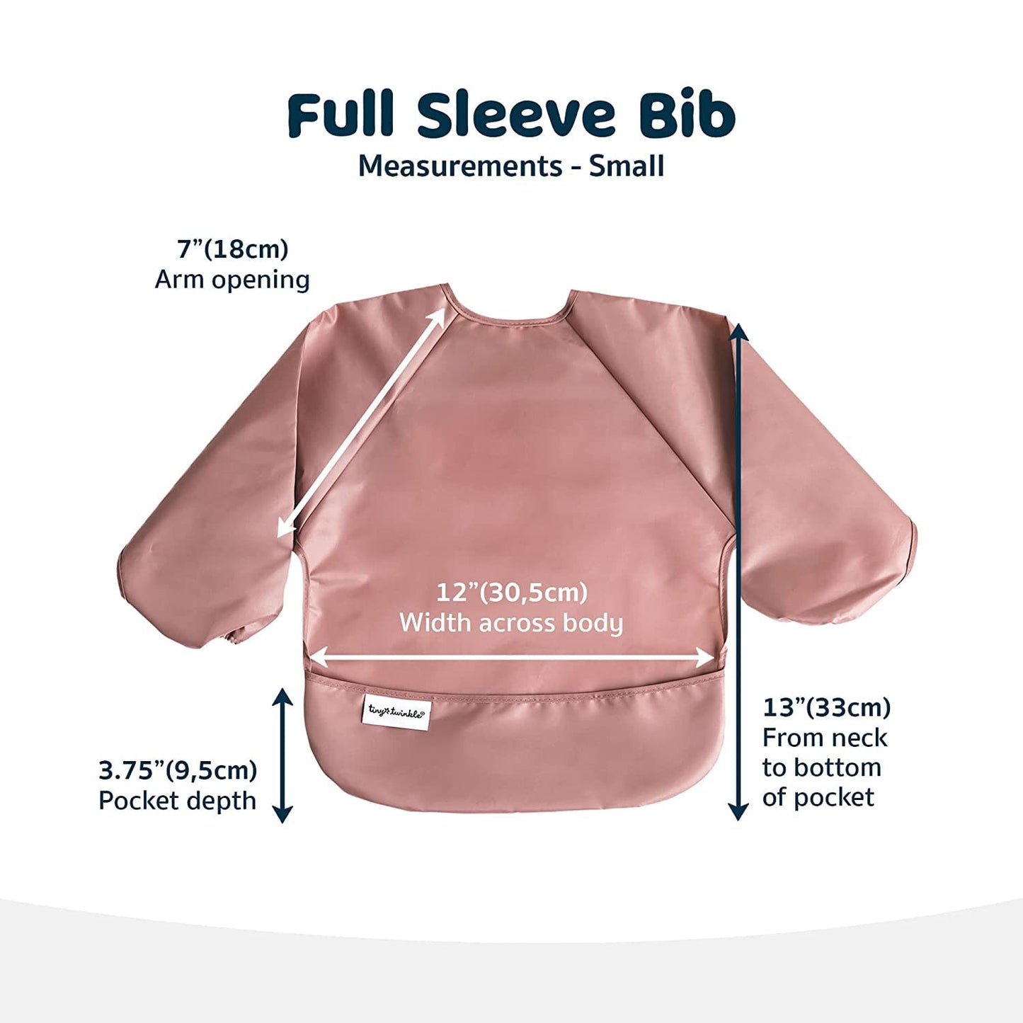 Tiny Twinkle Mess Proof Baby Bibs, 2pk Waterproof Smock Baby Bibs for Eating, Machine Washable Long Sleeve Bibs, Baby Led Weaning, Toddler Bibs, BLW Supplies (Taupe Lilac, Small 6-24 Months)