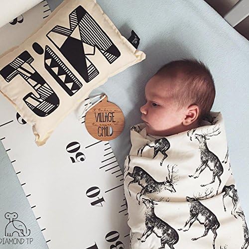 Kids Growth Chart, Wood Frame Fabric Canvas Height Measurement Ruler from Baby - Image 6