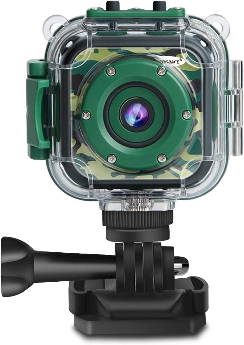 PROGRACE Waterproof Camera for Kids - Children Digital Video Cameras Underwater Camera 1080P Toddler Sports Cameras for Boys Birthday Cámara Pool Toys Age 3 4 5 6 7 8 9 10 11 12