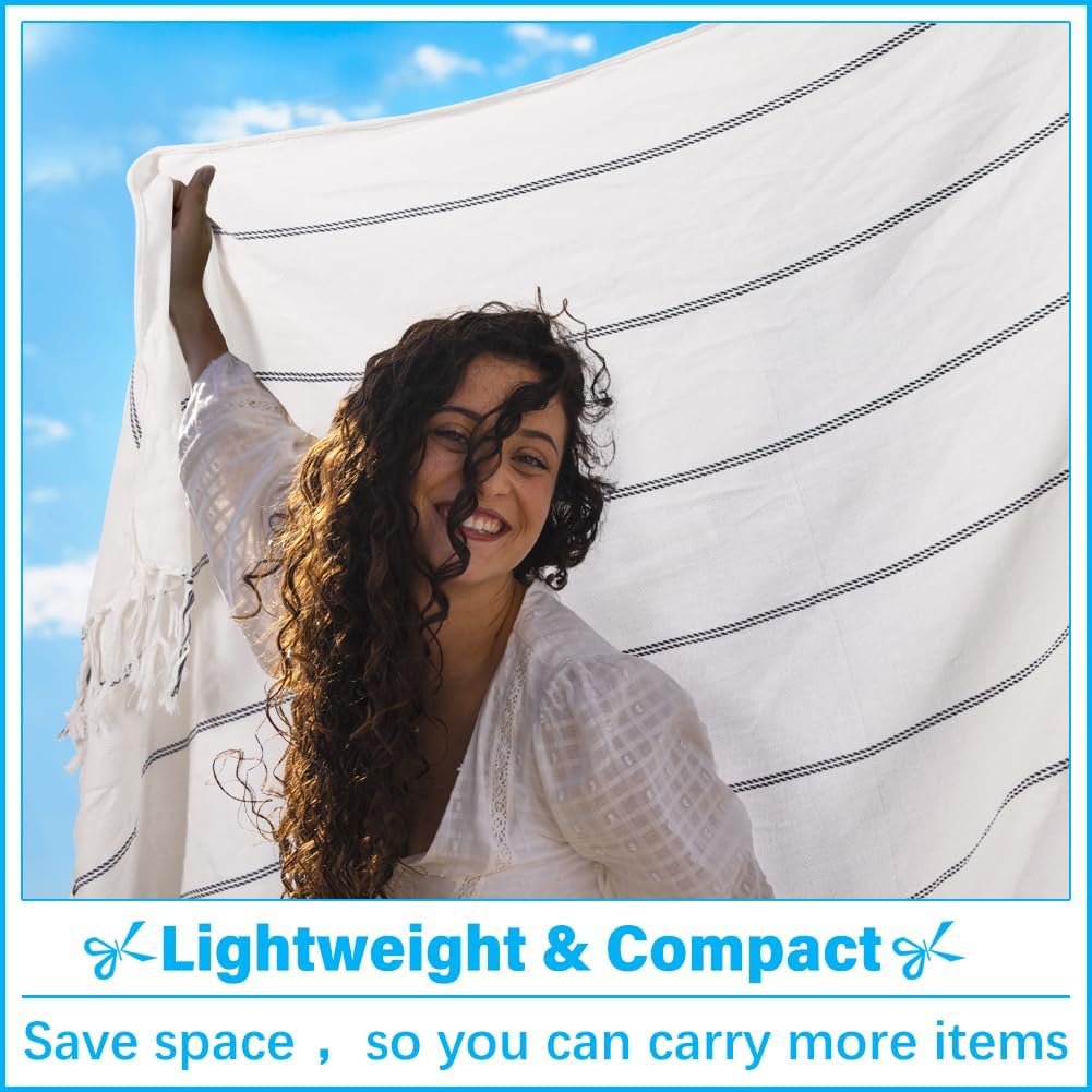 Oversized Turkish Beach Towel Blanket XXL Cotton Sandproof Towels Boho Woven Extra Large Big Sand Free Giant Throw Thick Blankets Huge Quilt XL Picnic Camping Necessities Cloud For Adult Gifts White