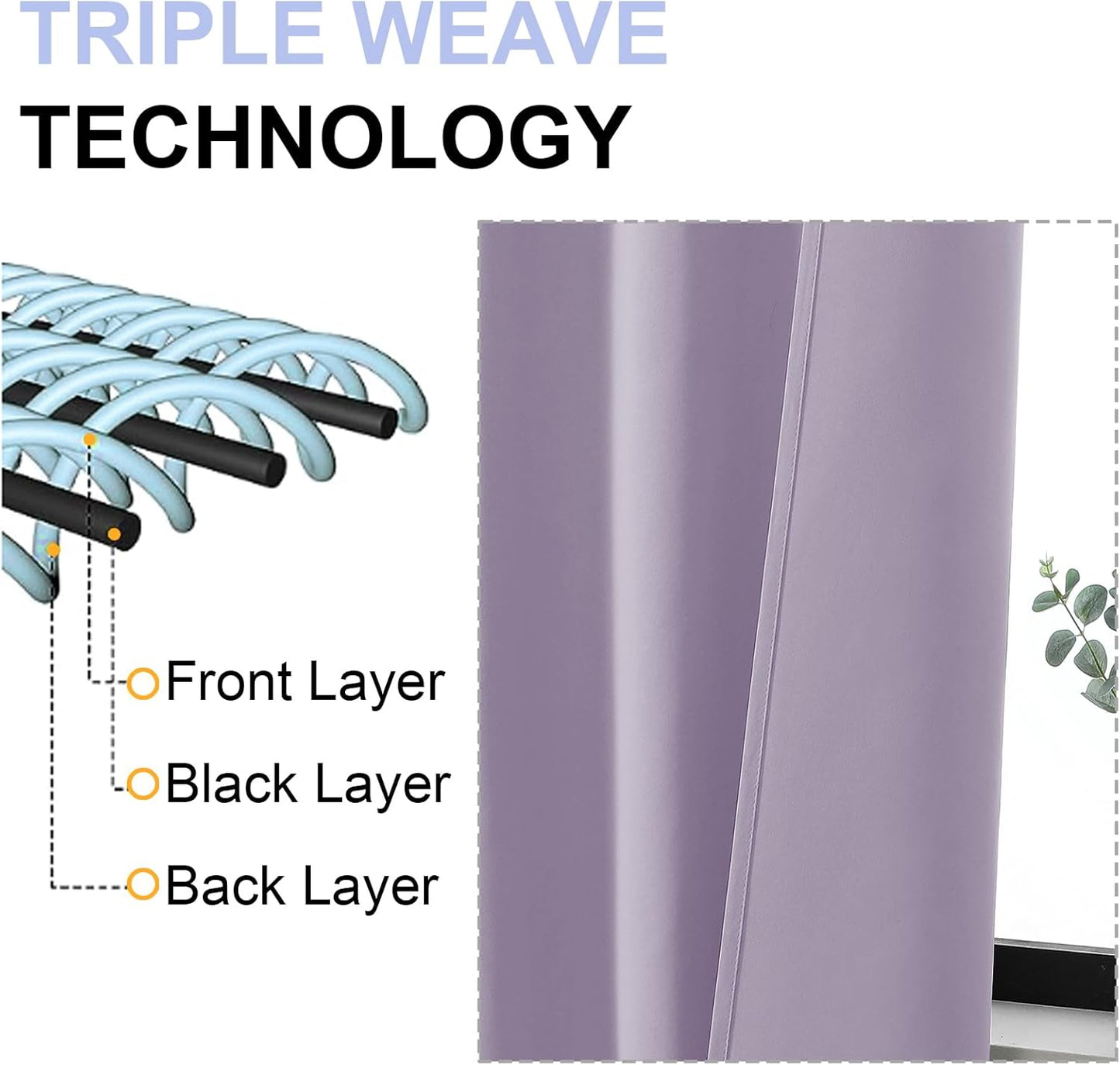 Simplebrand Ava Lilac Blackout Curtains for Bedroom 84 Inch Length 2 Panels Set, Solid Thermal Insulated Privacy Nursery Window Treatment Curtains Blackout Drapes, W40 x L84 Inch, Lilac