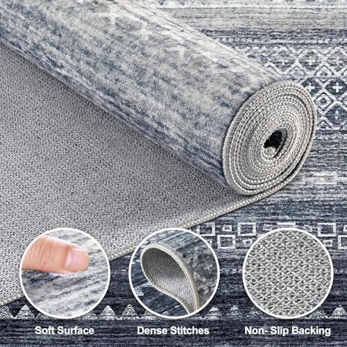 Nakagishi Boho 9x12 Area Rug Living Room Rugs Machine Washable Blue - Image 3