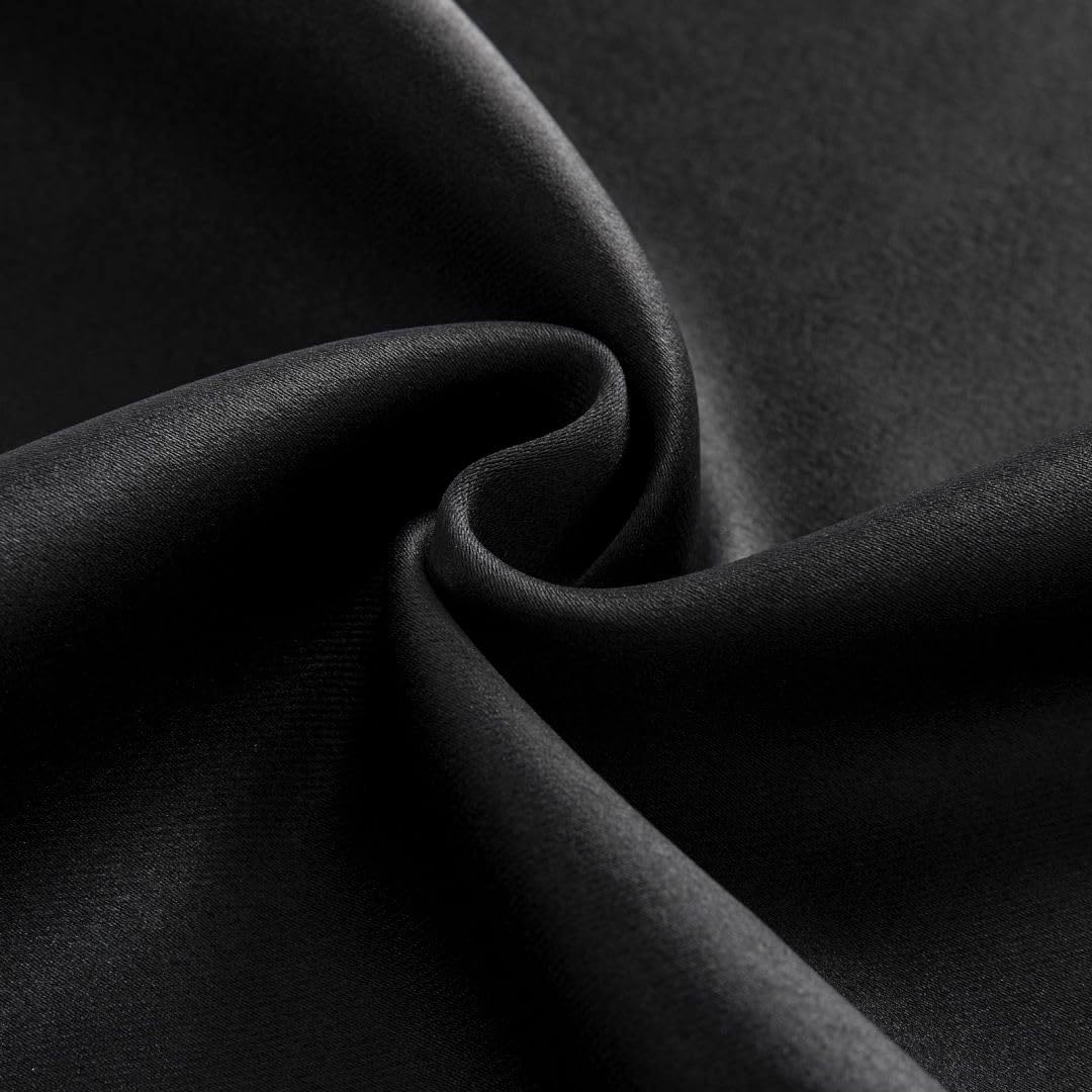 Joydeco 84 Inch Black Curtains 2 Panels Set, Blackout Curtains for Bedroom, Room Darkening Drapes for Living Room Window Rod Pocket Back Tab (W37 x L84 Inch, Black)