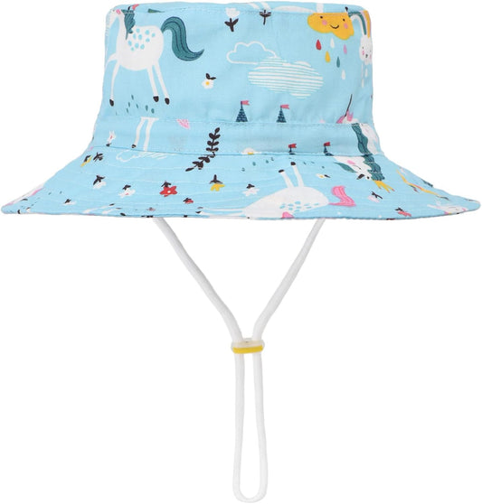 Baby Sun Hat Toddler Beach Swim Hats UPF 50+ Summer Bucket Hat Kids Infant Wide Brim Adjustable Sun Hat for Baby Boy Girls