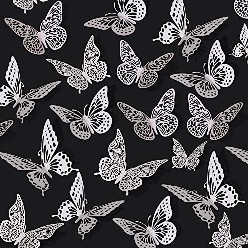 SAOROPEB 3D Butterfly Wall Decor 48 Pcs Pearl White Butterfly Decorations by SAOROPEB