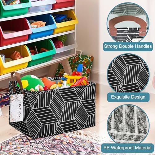 Rectangular Black Cube Storage Bin Nursery Hamper - Image 7