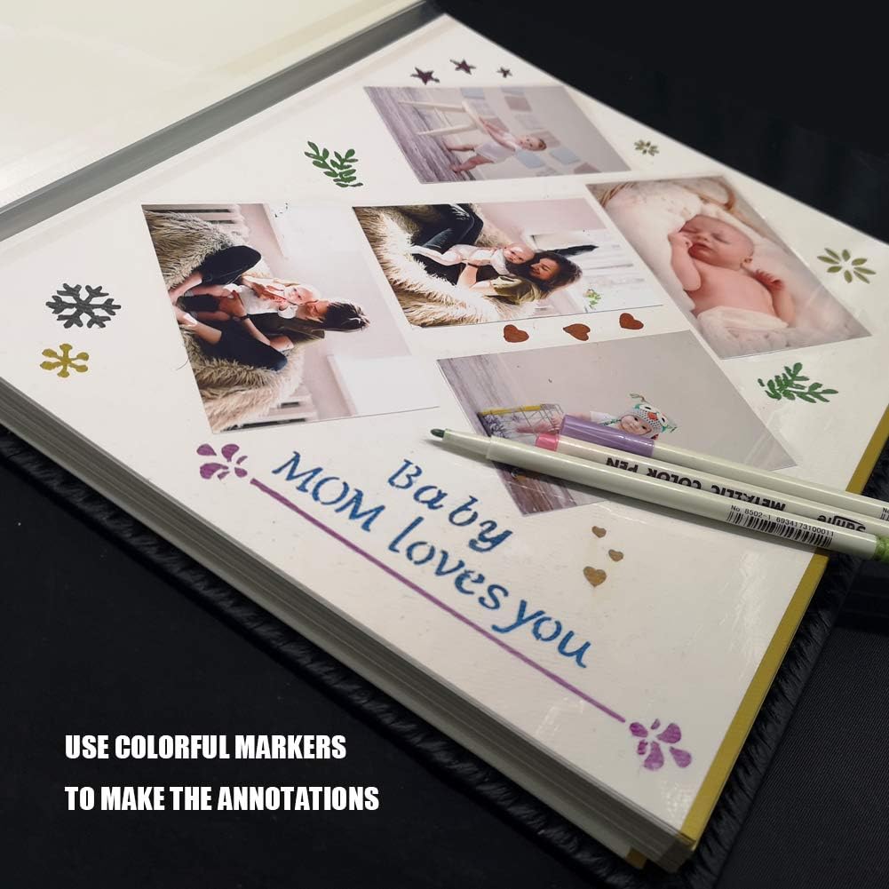 Photo Album Self Adhesive Pages, Large Self-Stick Page Picture Album Leather Vintage Inspired Cover, Hand Made DIY Albums Holds 3X5, 4X6, 5X7, 6X8, 8X10 Photos (11.6"x10.8" 40pgs, RedBrown)