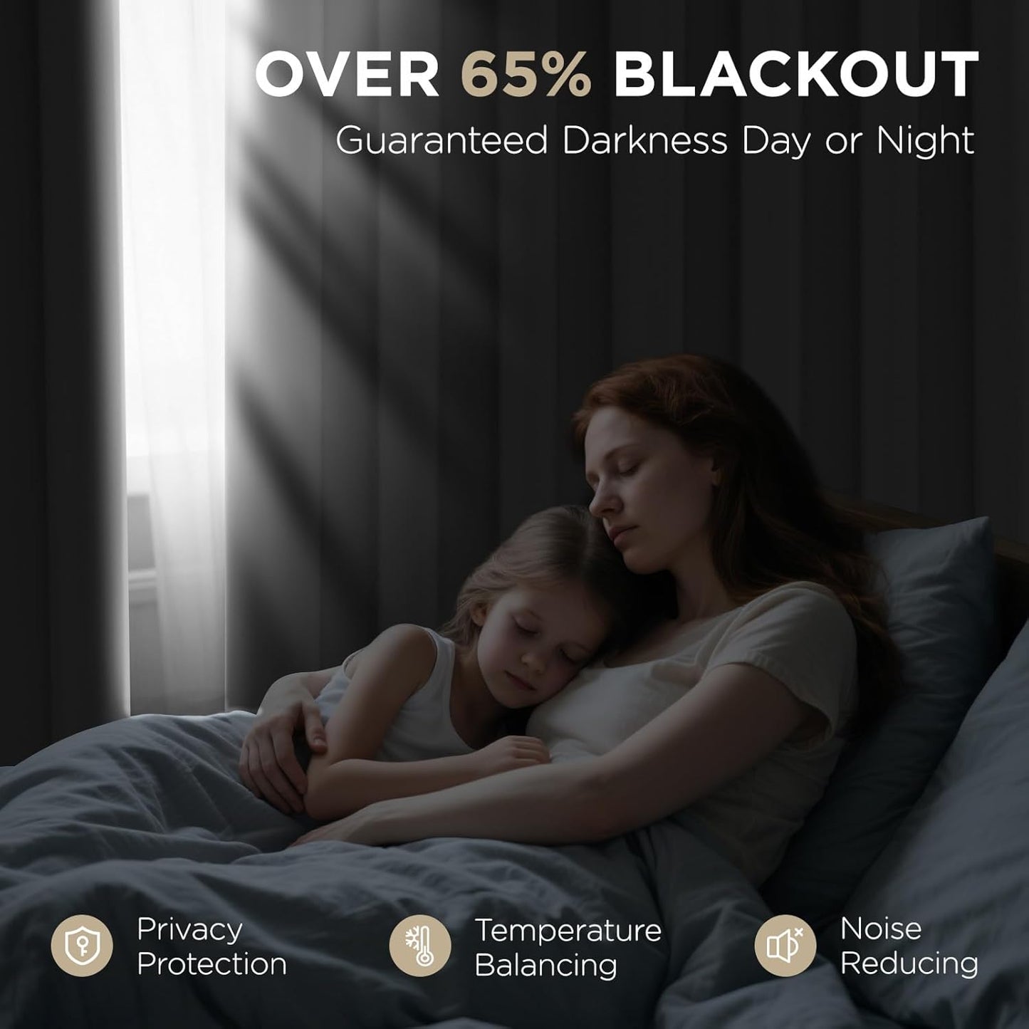 Joydeco Blackout Curtains 63 Inch Length 2 Panels Set, Thermal Insulated Long Curtains& Drapes 2 Burg, Room Darkening Grommet Drapes for Living Room Bedroom Window (W52 x L63 Inch, Beige)