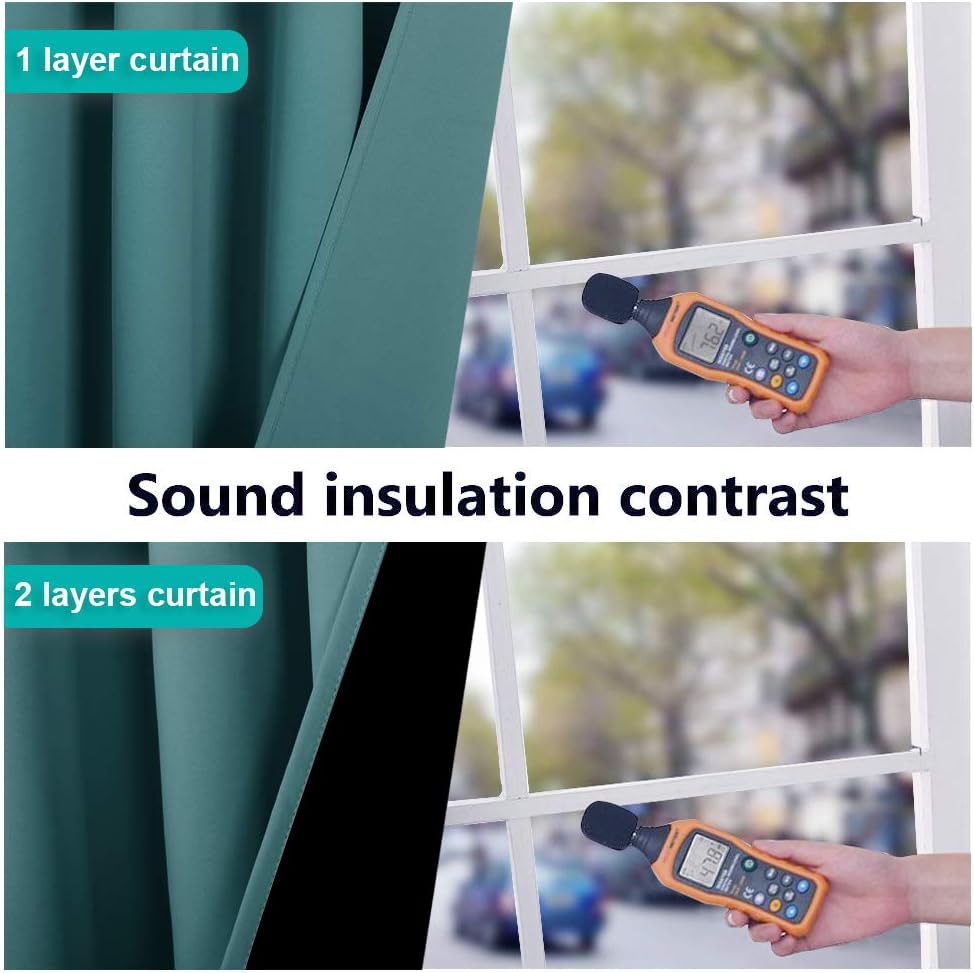 NICETOWN 100% Blackout Curtains with Black Liners, Thermal Insulated 2-Layer Lined Drapes, Room Warming Small Window Draperies for Dining Room (Sea Teal, 2 Panels, 55 inches W by 57 inches L)