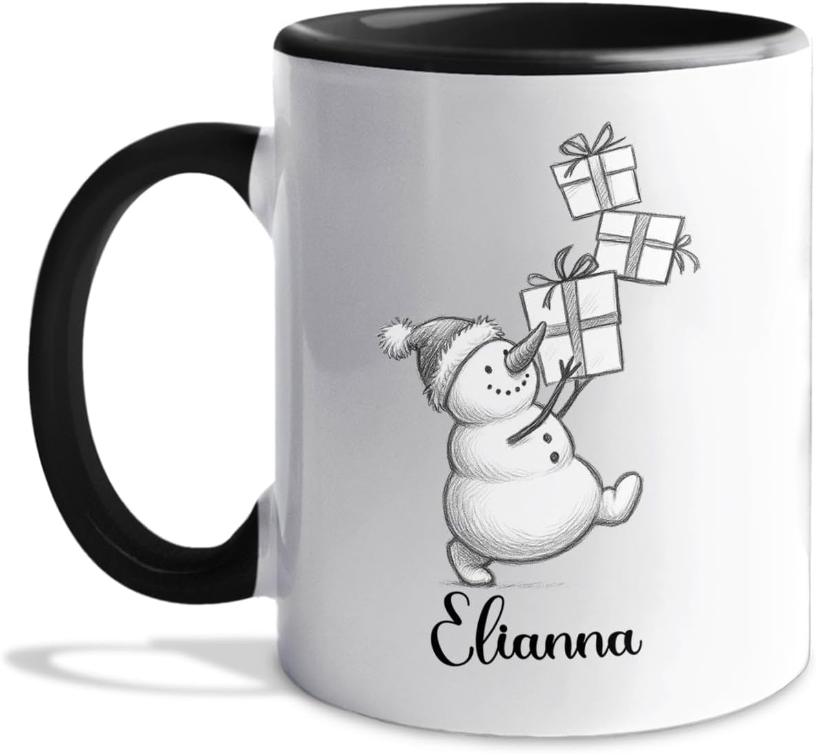 Customized Snowman White Coffee Cups Gift For Daughter Son Kids, Unique Snowman Accent Coffee Mug 11 15 Oz, Personalized Name Snowmen Ceramic Teacup Gift For Boyfriend Girlfriend Birthday Christmas