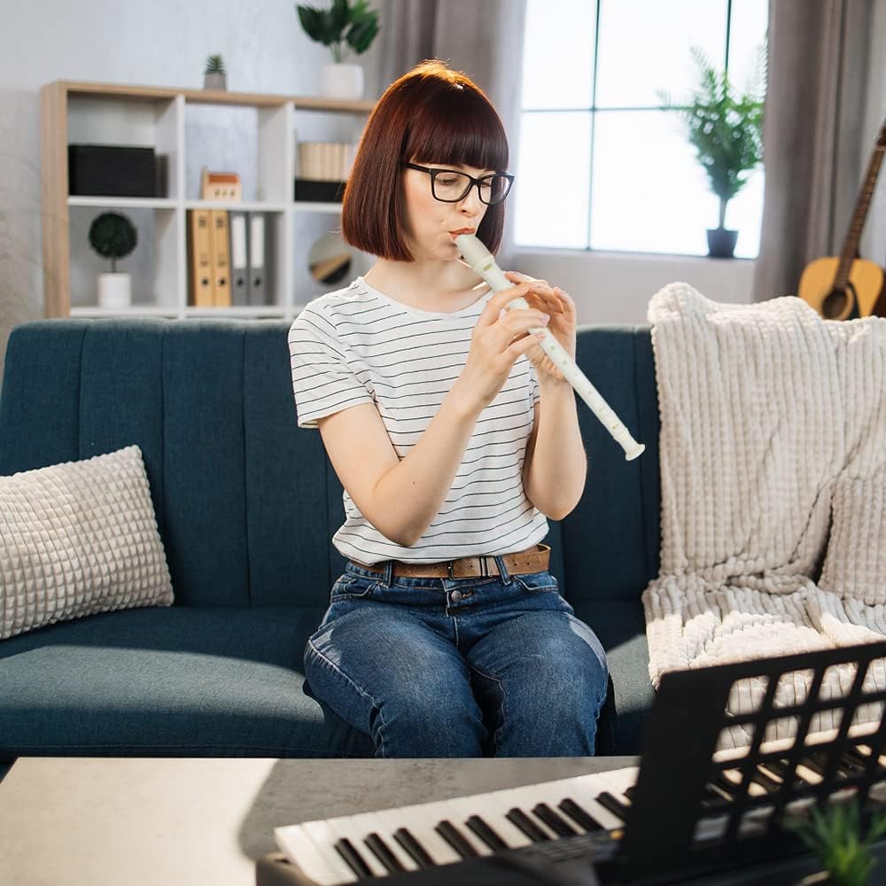 6 PCS 8 Holes Soprano Recorder, Plastic Soprano Recorder Instrument Descant Flute Recorder German Style Soprano Recorder with Cleaning Rod for Kids, Students, Beginners, Class Rewards