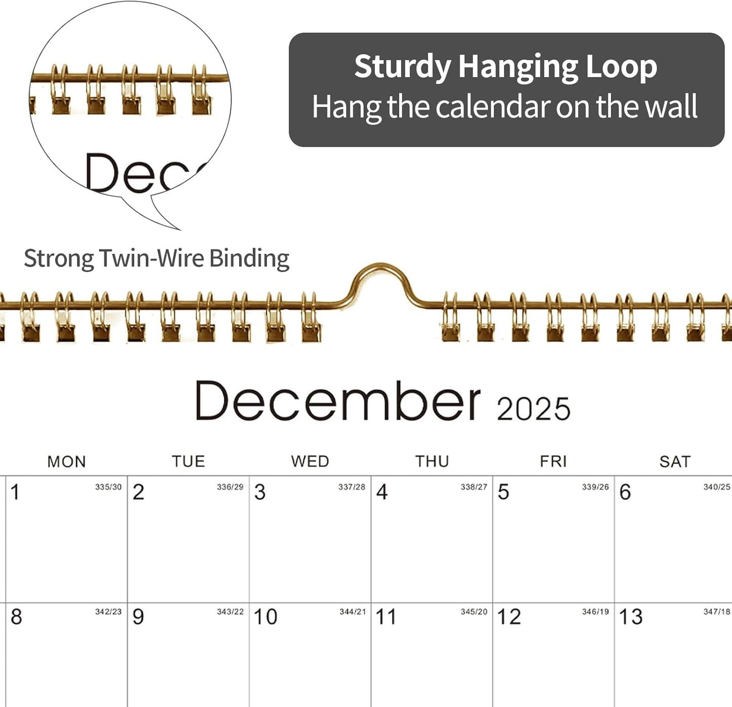 Calendar 2025-2027 22 Monthly Wall Calendar Runs from September 2025 until June 2027 Spiral Binding Hanging 11.5" x 14.7" Thick Paper with Julian Dates and Block for School Office（Simplicity）