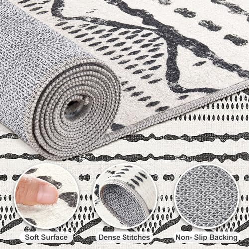 Nakagishi Boho 5x7 Area Rug Living Room Rugs Machine Washable Black - Image 3