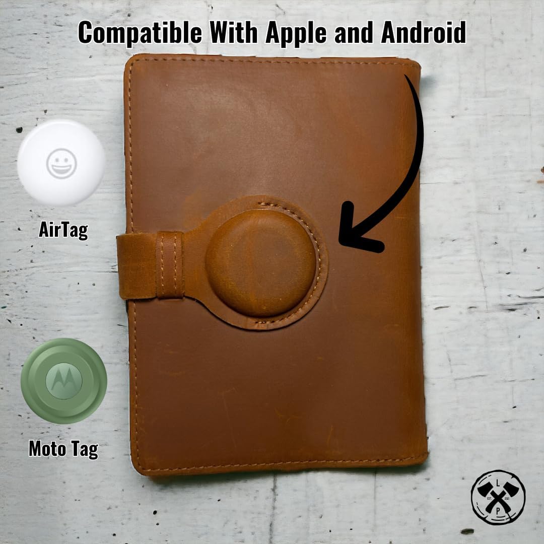 Genuine Leather AirTag and Moto Tag Passport Holder and Wallet for Men and Women RFID Blocking for Secure Traveling and Documentation Organizer (Brown)