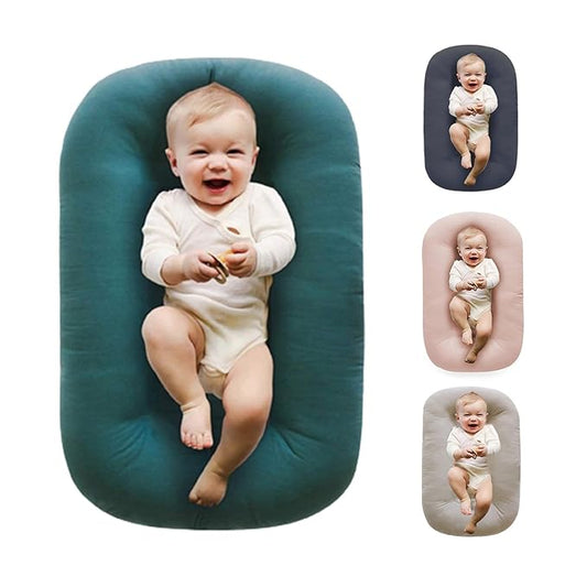 Baby Lounger for Newborns,Baby Nest & Floor Cushion,Soft Cotton,Portable Diaper Changing Pads for Boys & Girls 0-12 Months (Peacock Green)