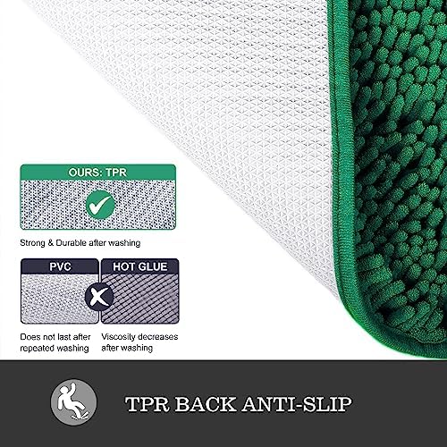 Yeaban Chenille Emerald Bathroom Rug 40"x60", Non-Slip Rubber Backing - Image 4
