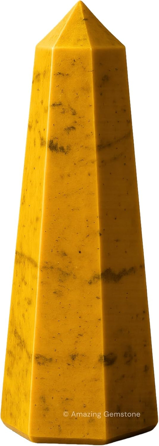 Amazing Gemstone Yellow Jasper Crystal Towers - Natural Healing Crystal Point Obelisk for Reiki Healing and Crystal Grid (2 to 3 Inch)