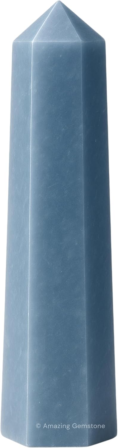 Amazing Gemstone Angelite Crystal Towers ~ Natural Healing Crystal Point Obelisk for Reiki Healing and Crystal Grid (3- Inch)