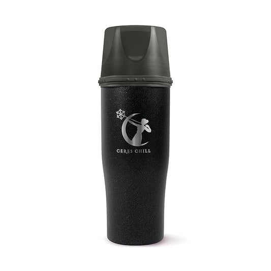CERES CHILL Mini Breastmilk Chiller Demigoddess, Up to 12 oz. Reusable Storage Container, Keeps Milk at Safe Temperatures for Up to 16 Hours, Bottle Cooler, Connects w/Most Pumps (Shimmering Black)