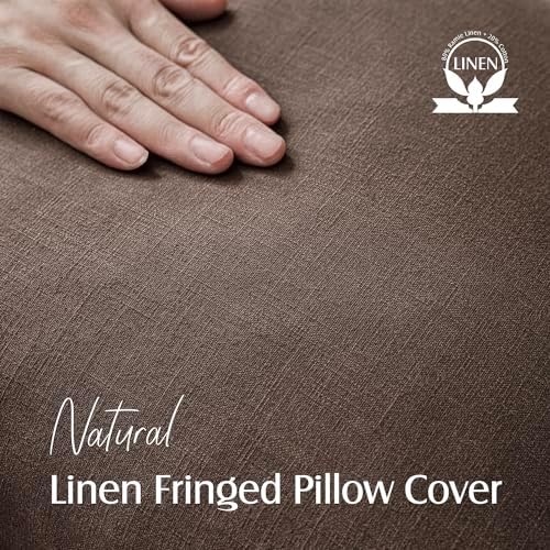 Foindtower Boho Linen Fringe Lumbar Throw Pillow Covers 12×24 Reddish Brown - Image 2