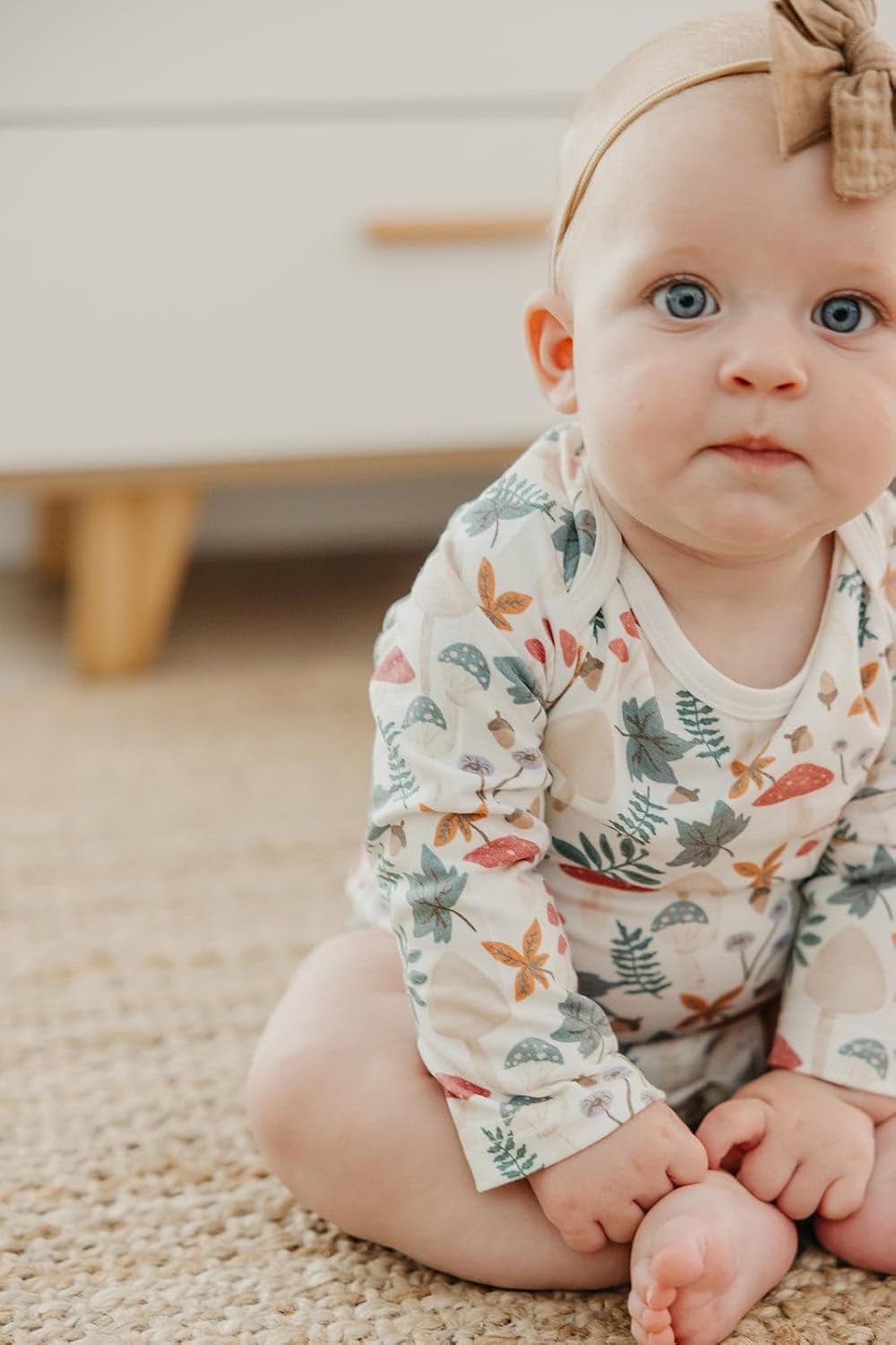 Copper Pearl Long Sleeve Bodysuit Baby: Ultra Soft Baby for Newborns, Boys, and Girls - Stylish, Comfortable, Overlap Shoulders, Premium Knit Fabric - 6-12 Months, Ivy