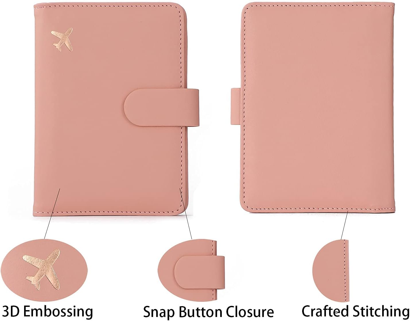 Melsbrinna Rfid Passport Holder for Travel women/Men, Cute Passport Wallet Rfid Blocking Card Slots, Rfid Passport Cover/CaseTravel Wallet, Passport Book Holder (1, Pink)