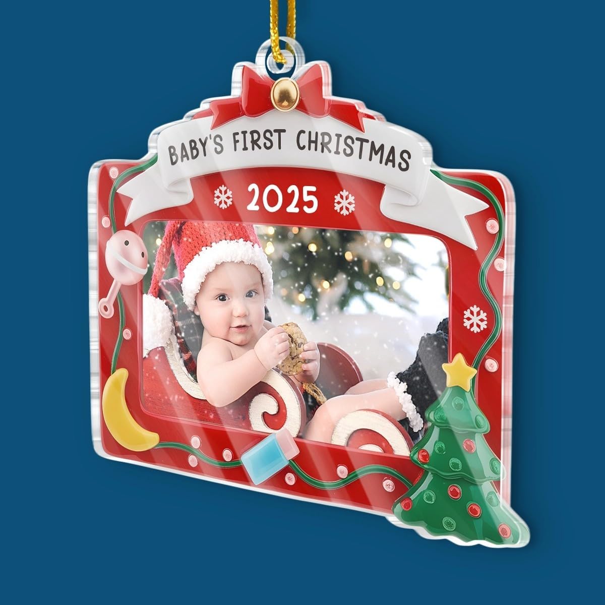 Pawfect House Custom Photo Acrylic Ornament, Personalized Christmas Baby Shower, Gender Reveal Gifts for New Moms, New Dads, New Parents, Xmas Decorations for New Mom, Dad, First Time Parents Gifts