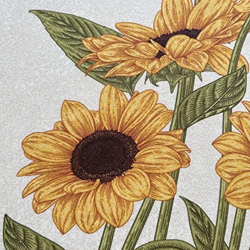 UKELER Floral Bathroom Contour Rug 21.6''×19.6'' Sunflower Absorbent Non Slip - Image 3