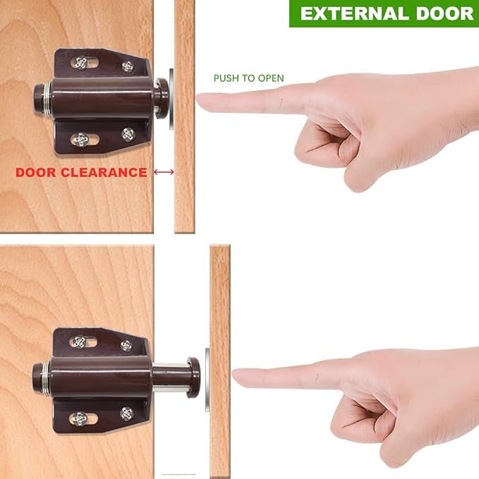 12Pack Magnetic Touch Push to Open Door Latch for Heavy Duty Door Push Release Latch Kitchen Drawer Push Catch Pop Out Latch Kitchen Closet Door Closing (Brown)