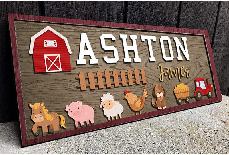 Personalized Farm Animal Nursery Decor, Custom Wooden Baby Name Sign by IZI+POD