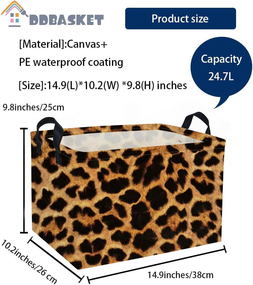 Rectangle Kids Baskets Leopard print Basket Cute Storage Bin Fish Box - Image 2